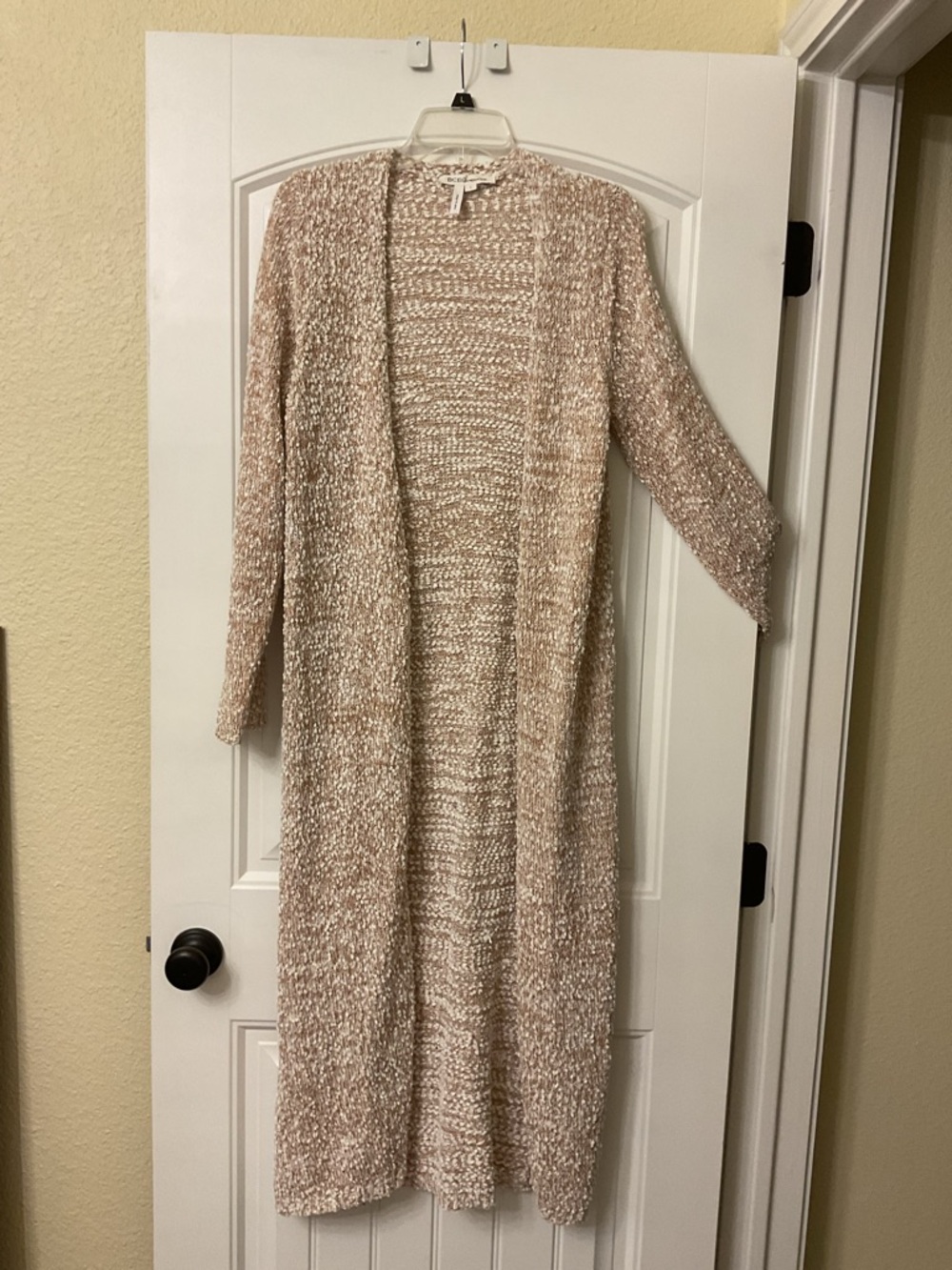 BCBGeneration Long Open-Front Knit Cardigan - Beige Cream Blend